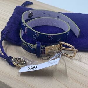 Tory Burch Happy Times Reversible Blue Floral Print Wrap Bracelet